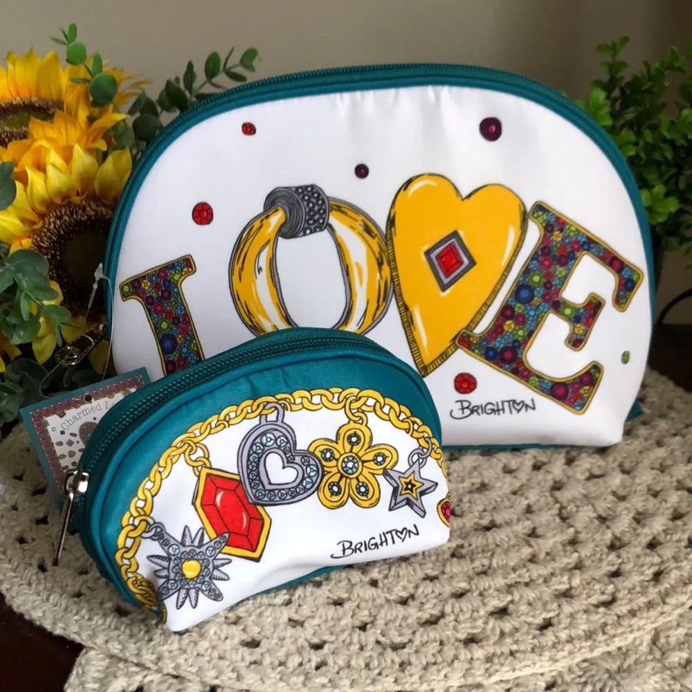 Brighton Charmed Love Design Cosmetic Jewelry Bag Duo